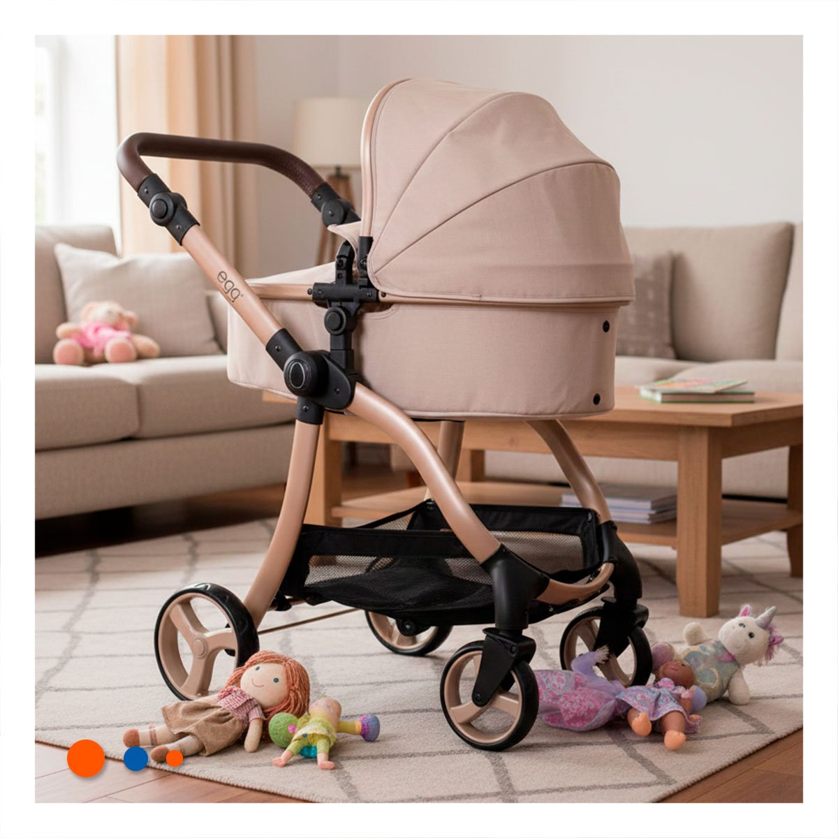 CARRO DE PASEO PARA MUNECA CAPAZO BEIGE 79X48X84CM CLASICO INFANTIL Y+REGALO STICKER - 2