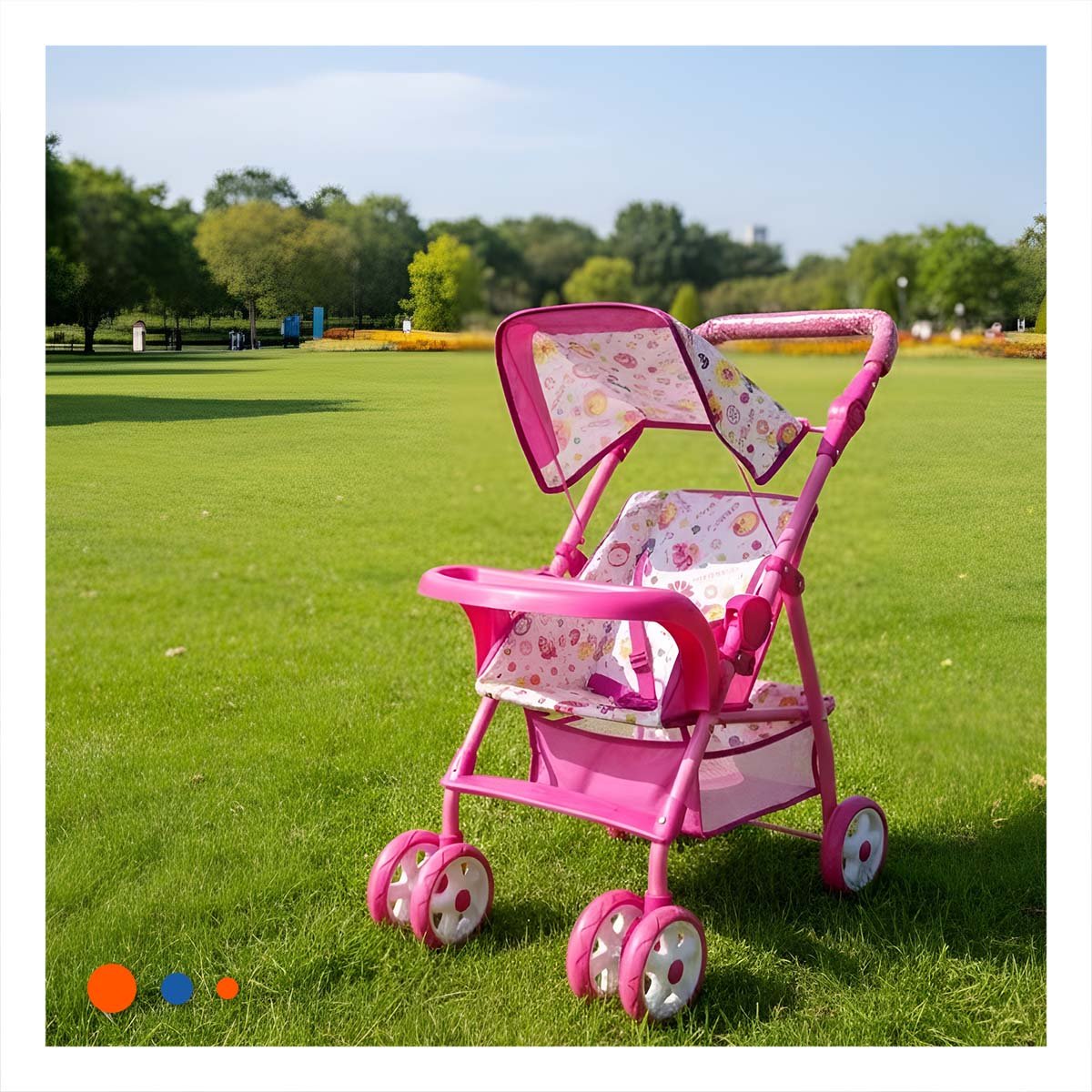 CARRO INFANTIL CON MOTIVOS FLORALES COLORES Y ACABADO ROSADO 68CM Y+REGALO STICKER - 2