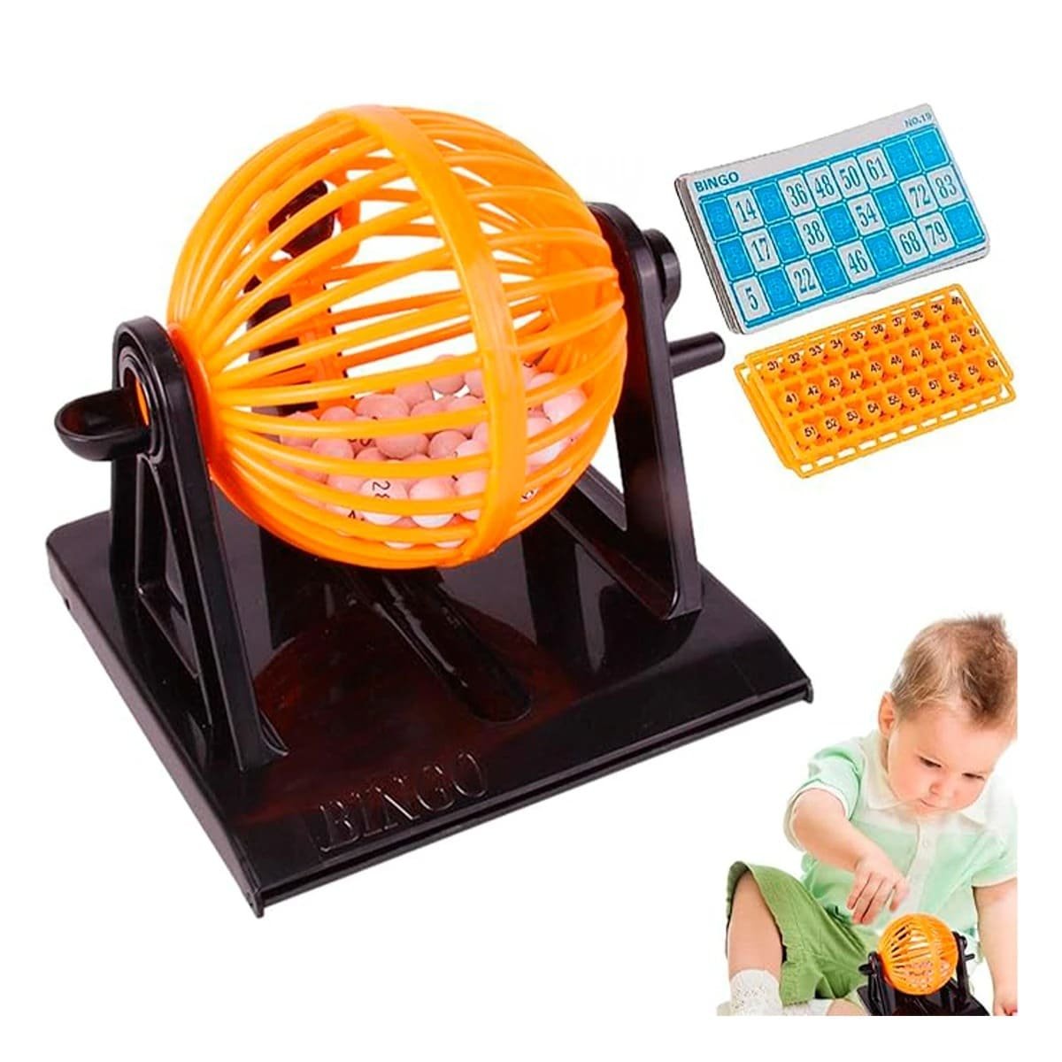 TABLERO TRADICIONAL BINGO LOTTO 90 NUMEROS CON 12 CARTAS ROJO PARA FAMILIA Y+REGALO STICKER - 3
