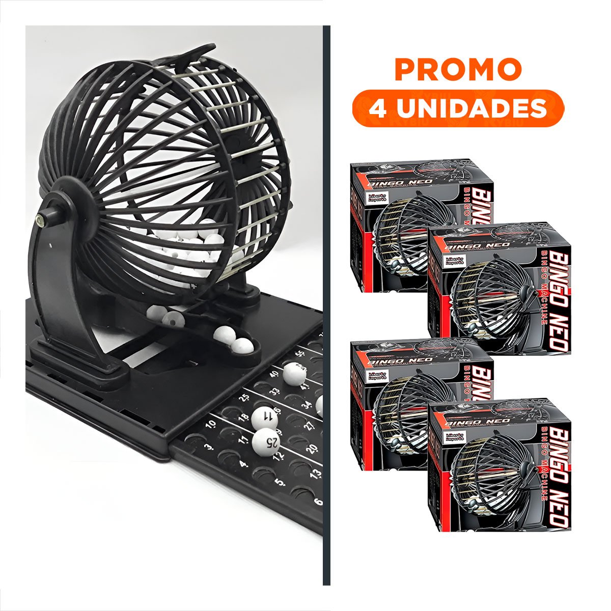 PACK4 EQUIPO TRADICIONAL DE BINGO NEGRO CON CENTRO DE METAL PARA CASA Y+REGALO STICKER - 1