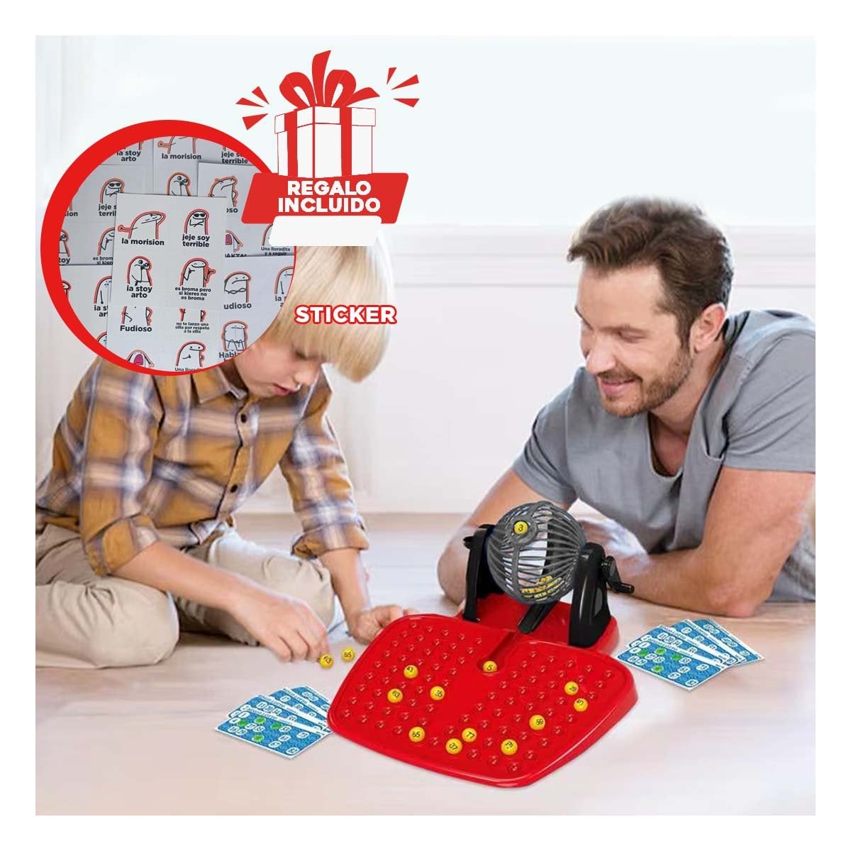 SORTEO TRADICIONAL 90 NUMEROS Y 48 CARTAS ROJO Y NEGRO PARA REUNIONES Y+REGALO STICKER - 1