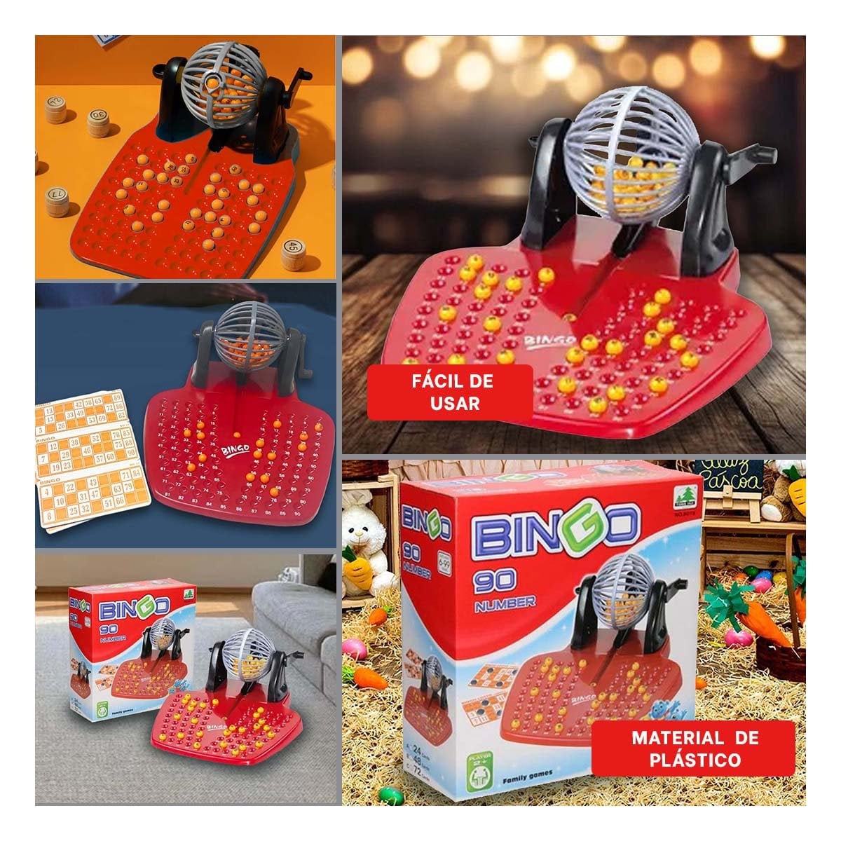 PACK2 CARTAS DE BINGO 90 NUMEROS Y 48 CARTAS ROJO Y NEGRO PARA JUEGO EN CASA Y+PAPEL REGALO - 3