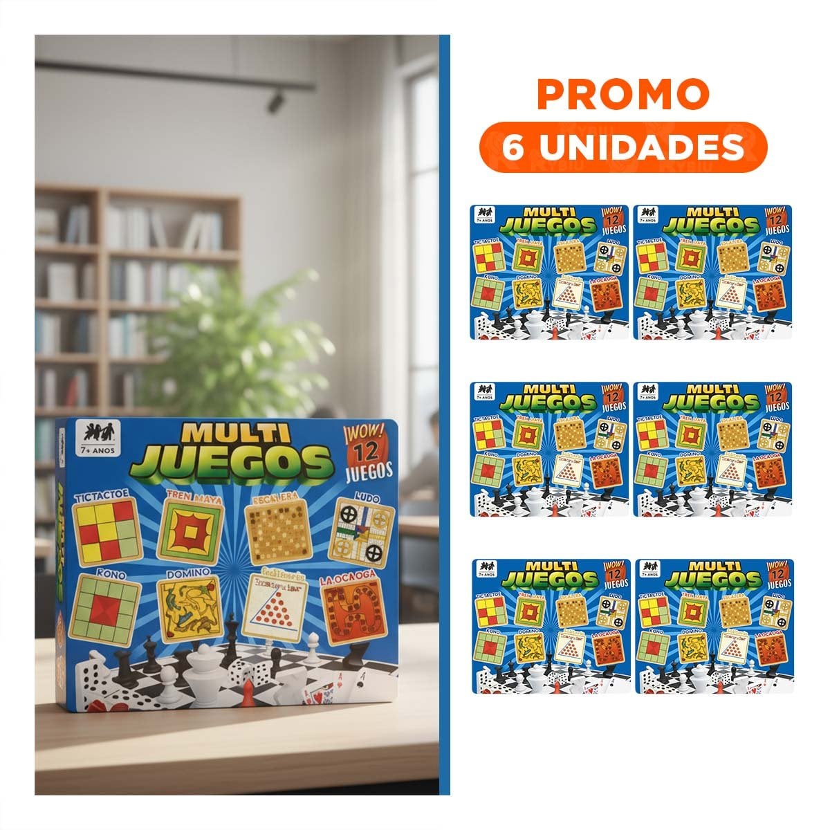 PACK6 PAQUETE DE MESA MULTI JUEGOS 12 JUEGOS PARA JUEGOS EN FAMILIA - 1