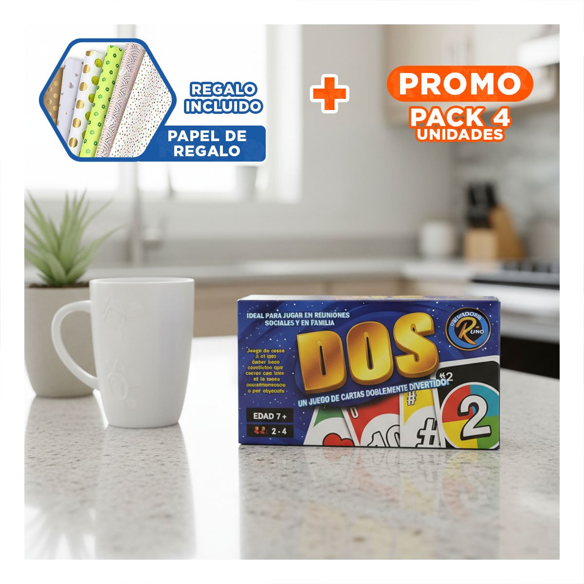 PACK4 ALTERNATIVA DE MESA DOS CAJA GRANDE CLASICO PARA DIVERSION FAMILIAR Y+PAPEL REGALO - 1