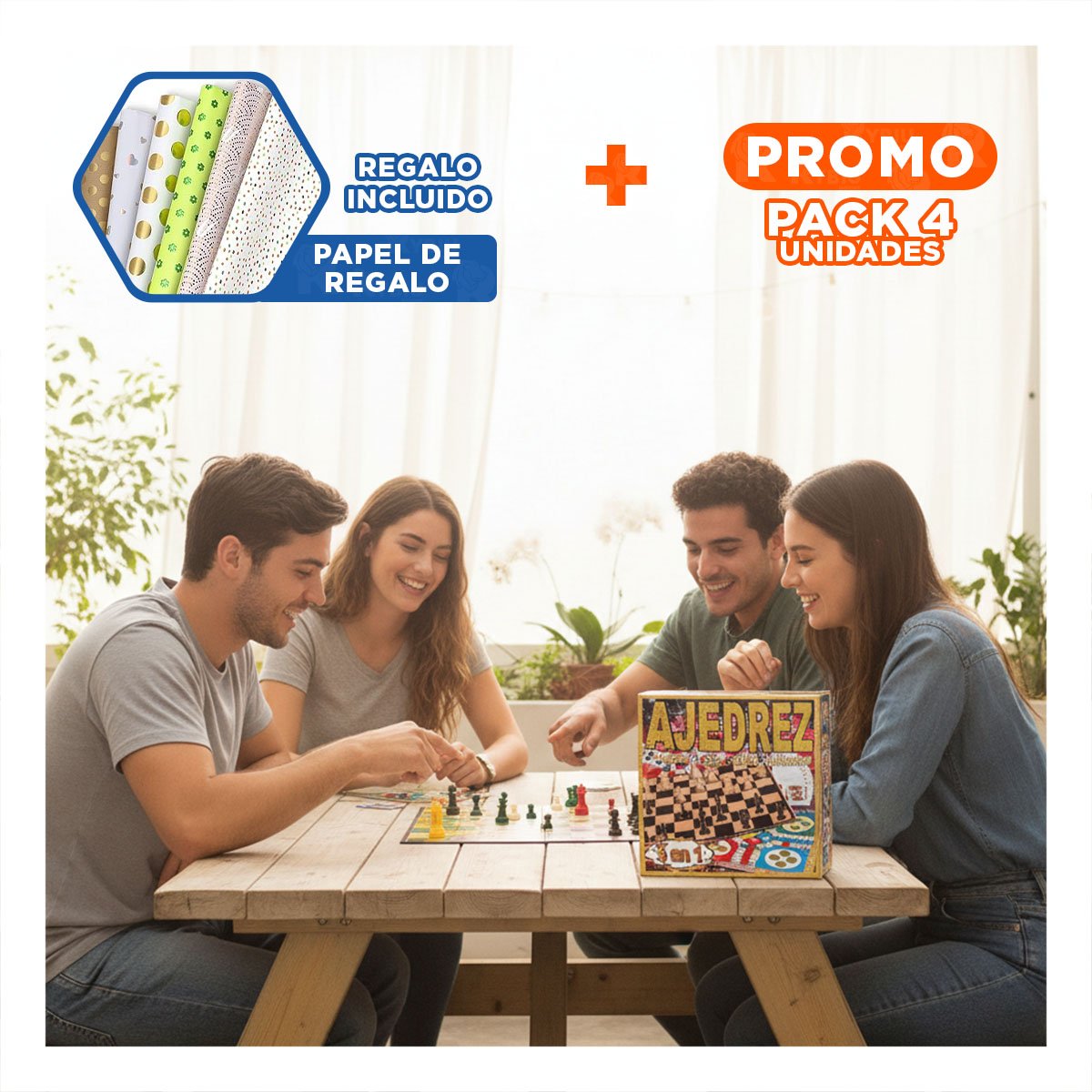PACK4 ACTIVIDAD 5 EN 1 JUEGO DE MESA PARA FAMILIAS Y+PAPEL REGALO - 1