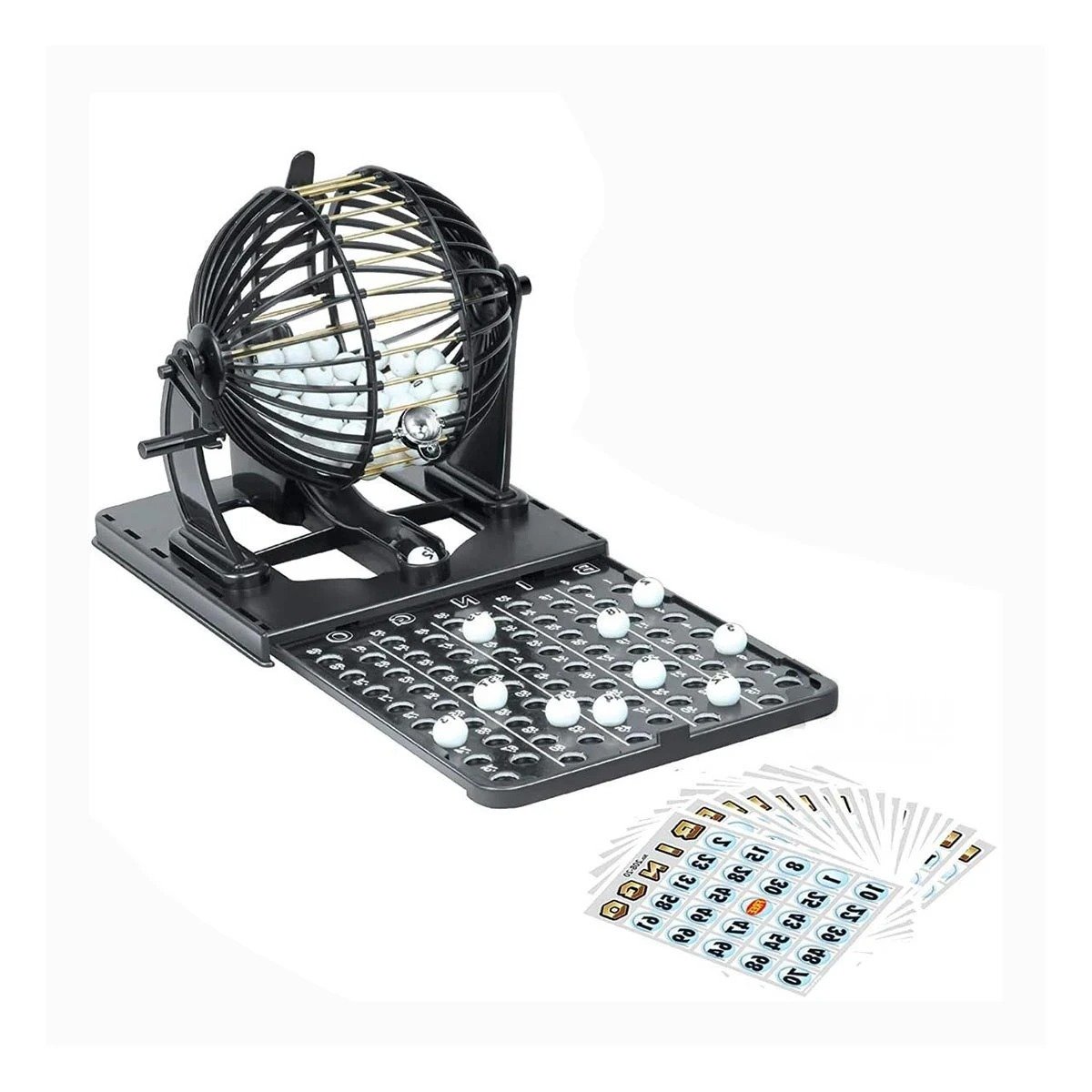 PACK6 SISTEMA CLASICO BINGO NEGRO CON CENTRO DE METAL PARA REUNIONES SOCIALES Y+REGALO STICKER - 2