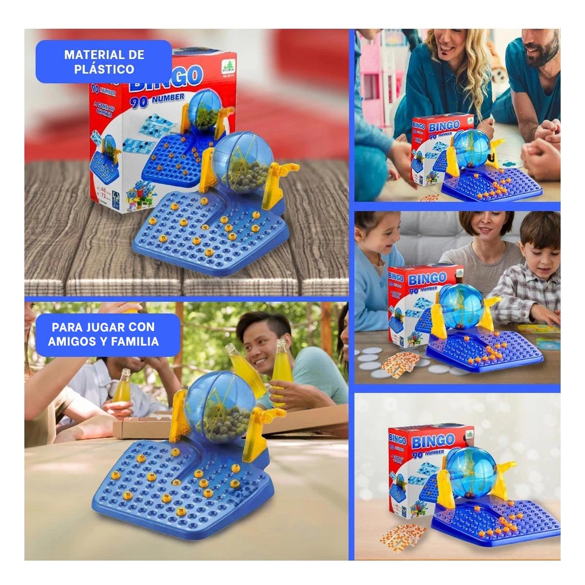 PACK6 DIVERSION DE MESA CON 90 NUMEROS Y 48 CARTAS COLOR CELESTE Y+PAPEL REGALO - 3