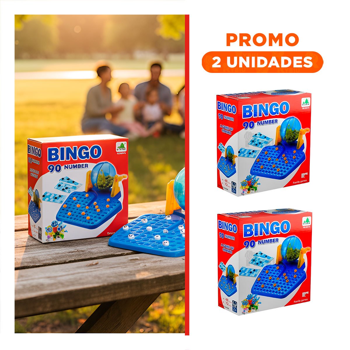 PACK2 REUNION FAMILIAR CON 90 NUMEROS Y 48 CARTAS CELESTE EN CAJA ROJA - 1