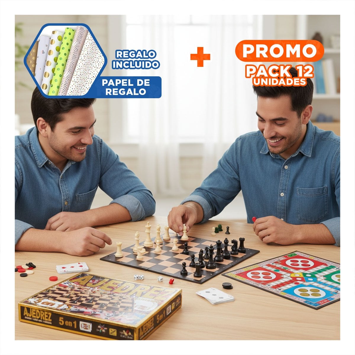 PACK12 JUEGO KIT 5 EN 1 MESA PARA NINOS Y AMIGOS Y+PAPEL REGALO - 1
