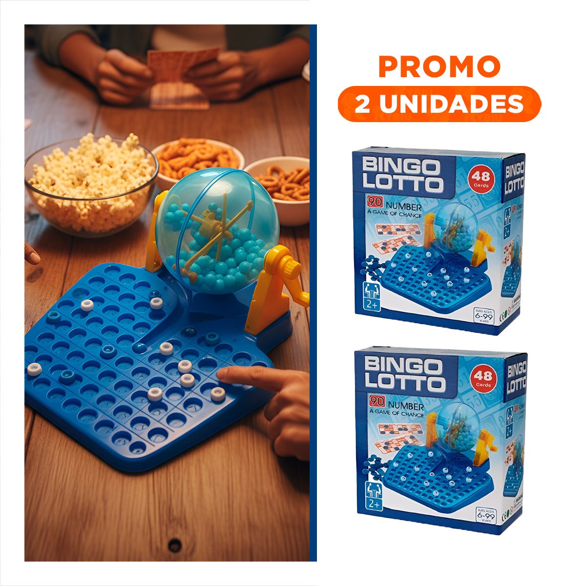 PACK2 MOMENTO FAMILIAR CON 90 NUMEROS Y 48 CARTAS COLOR CELESTE EN CASA - 1