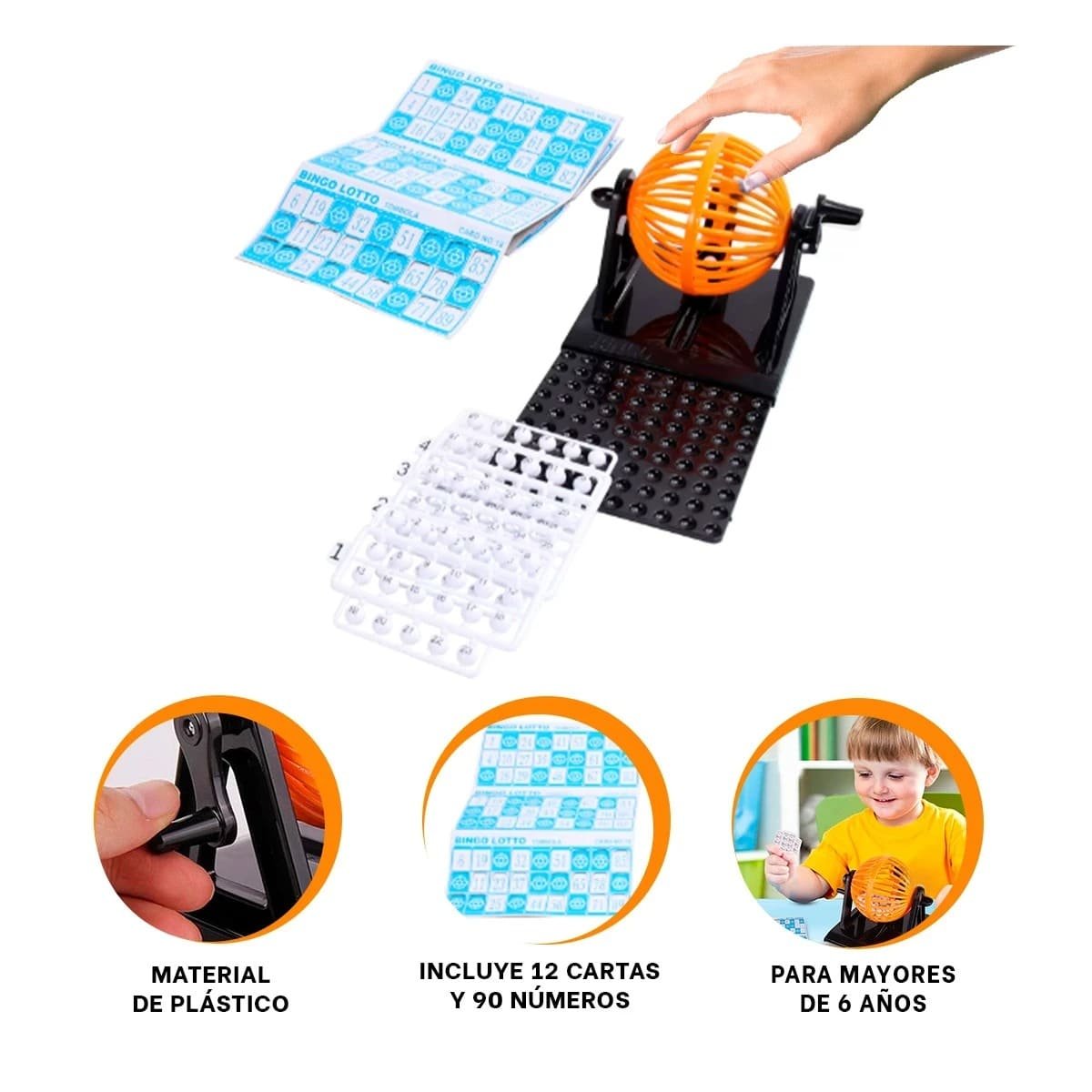 PACK6 ENTRETENIMIENTO BINGO LOTTO 90 NUMEROS CON 12 CARTAS ROJO PARA REUNIONES Y+REGALO STICKER - 3