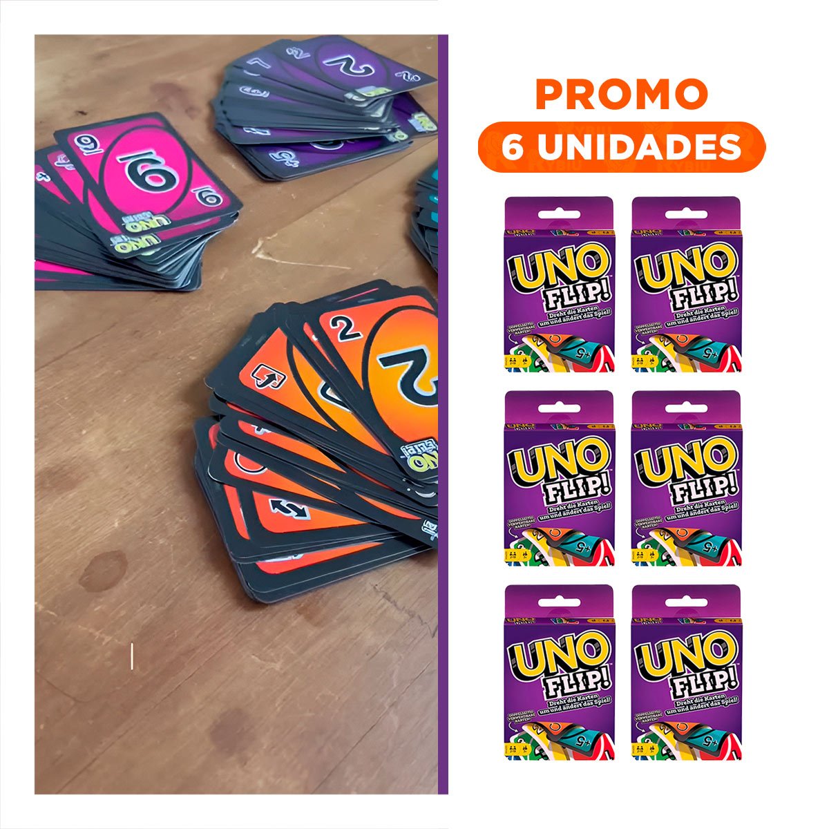 PACK6 PROPUESTA LUDICA DE CARTAS REVERSIBLES PARA MESA FAMILIAR COMPACTO HOGAR - 1