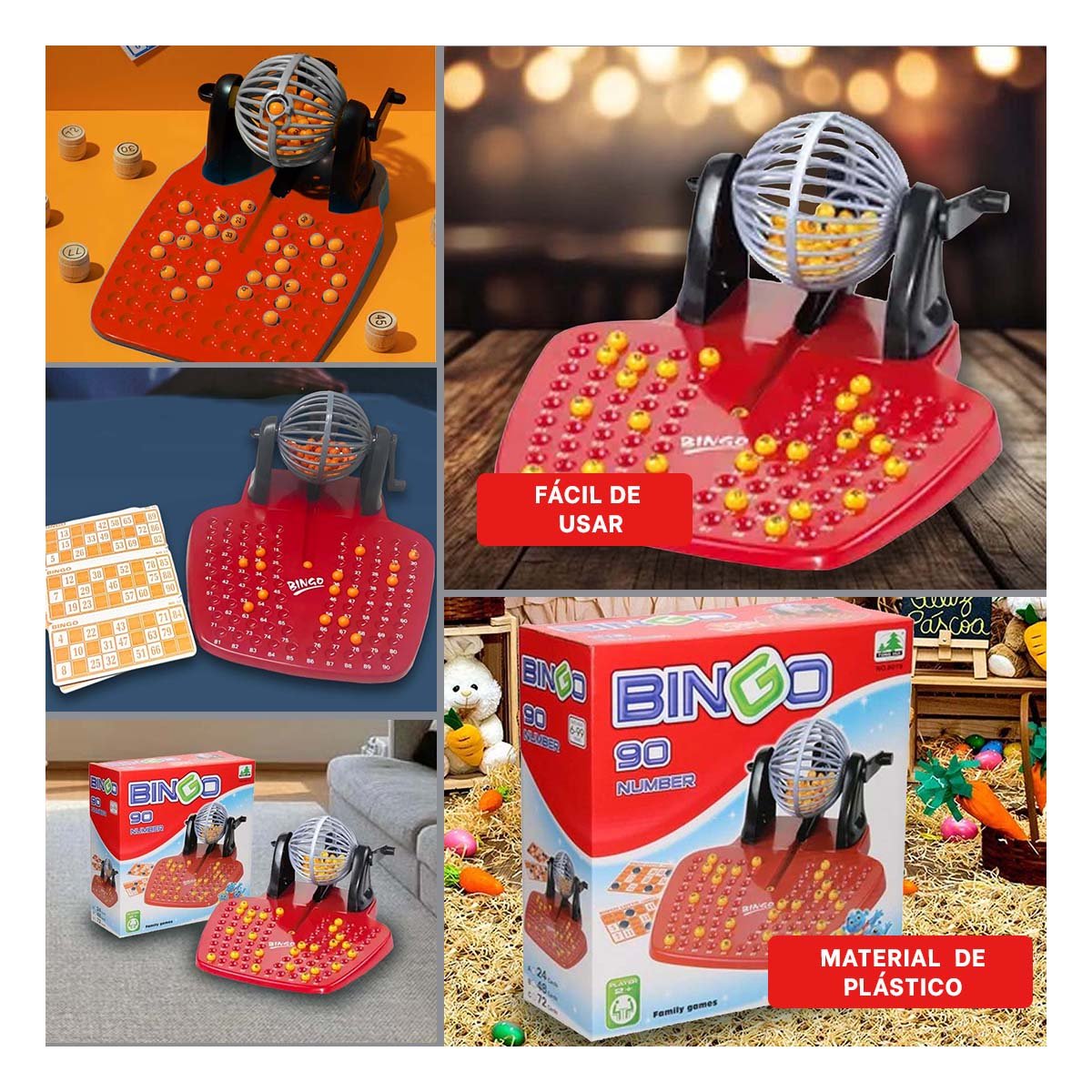 SORTEO FAMILIAR 90 NUMEROS Y 48 CARTAS ROJO Y NEGRO PARA COMPARTIR Y+POST IT - 1