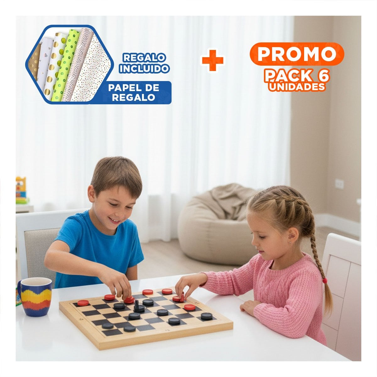 PACK6 FORMATO DE MESA DAMA PARA DIVERSION EN HOGAR Y+PAPEL REGALO - 1