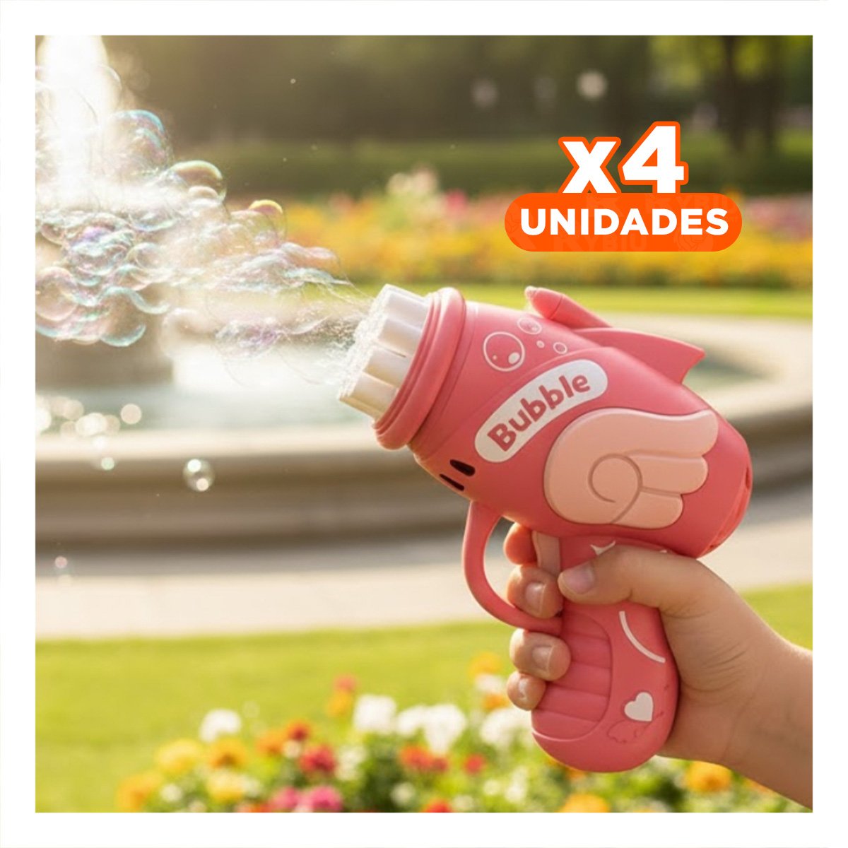 PACK4 CANON DE BURBUJAS INFANTIL CON ALITAS ROSADO PARA JUEGOS - 1