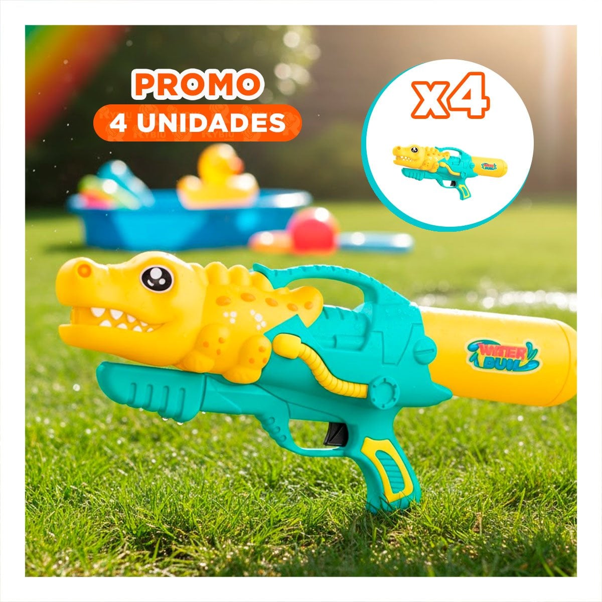 PACK4 PULVERIZADOR DE AGUA DINOSAURIO GIGANTE PARA DIVERSION AL AIRE LIBRE - 1