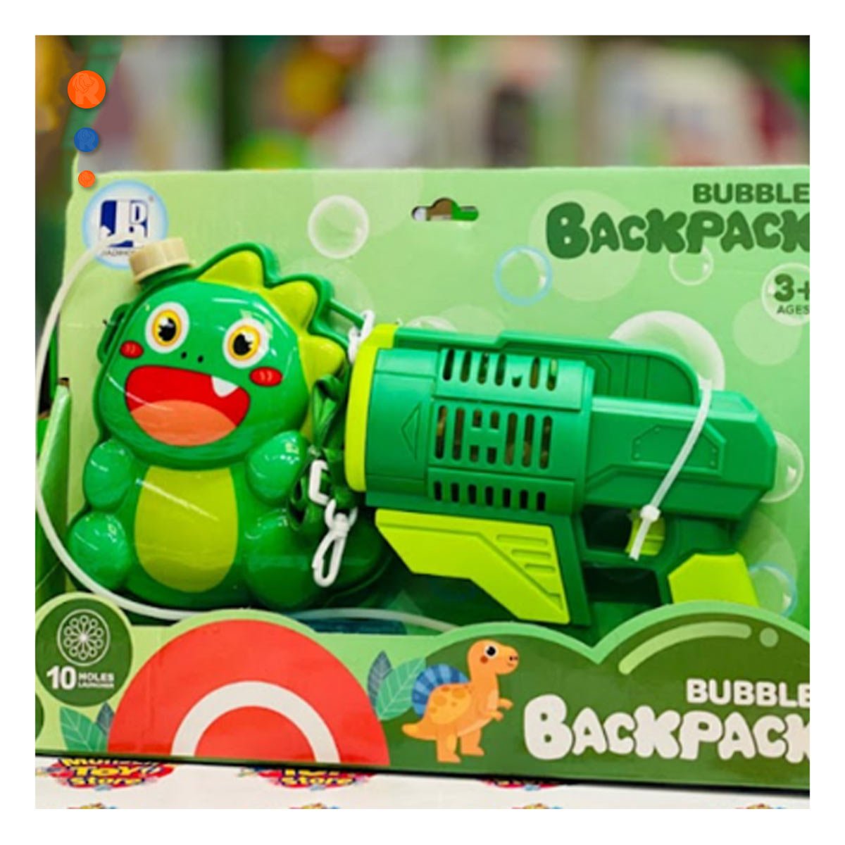 PACK2 SOPLADOR DE BURBUJAS CON MOCHILA PORTATIL DINOSAURIO VERDE PARA JUEGO CONTINUO - 2