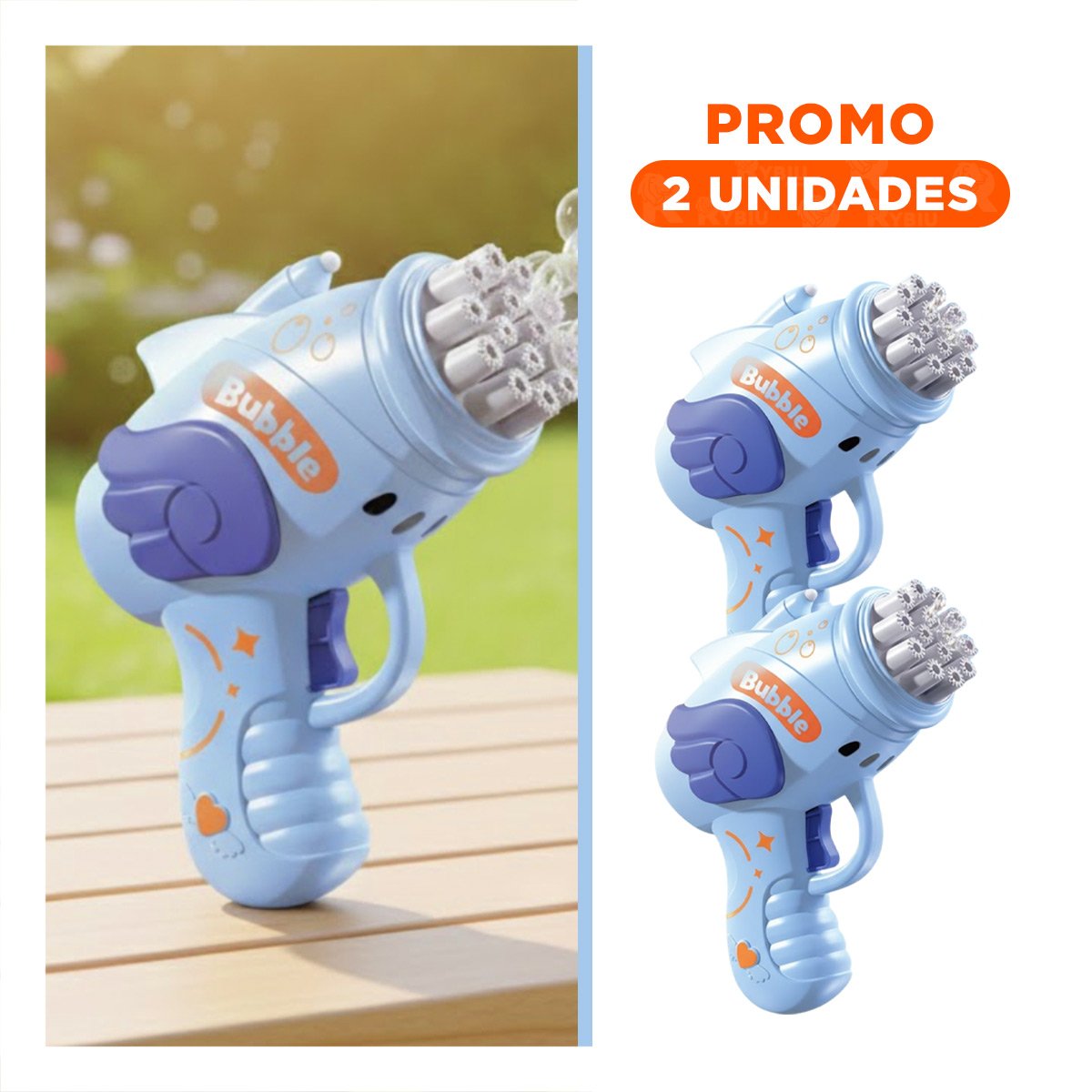 PACK2 MAQUINA DE BURBUJAS CELESTE PARA DIVERSION AL AIRE LIBRE - 1
