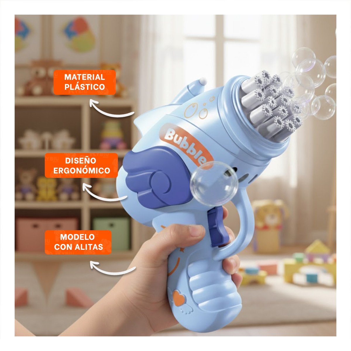 PACK2 MAQUINA DE BURBUJAS CELESTE PARA DIVERSION AL AIRE LIBRE - 5