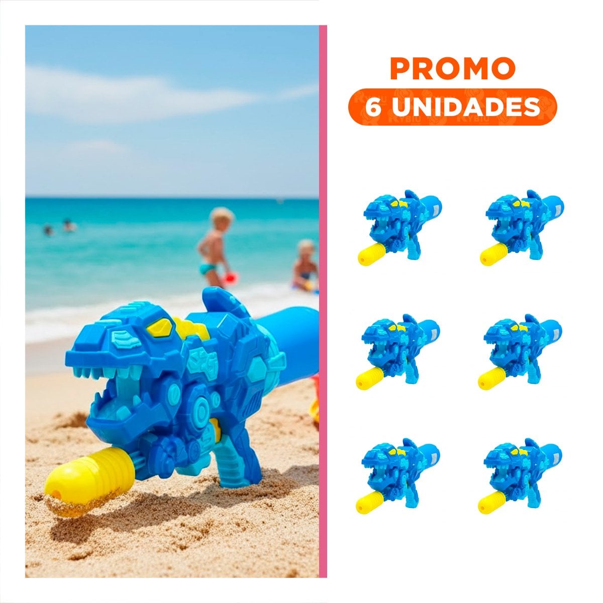 PACK6 DISPARADOR DE JUEGO DINOSAURIO AZUL PARA DIVERSION FAMILIAR EN VERANO - 1