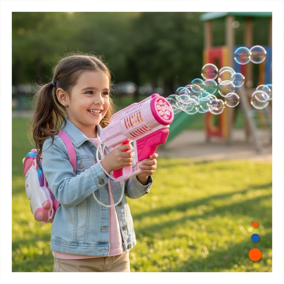 PACK4 DISPOSITIVO DE BURBUJAS CON MOCHILA PORTATIL ROSADO PARA JUEGOS Y+REGALO STICKER - 3