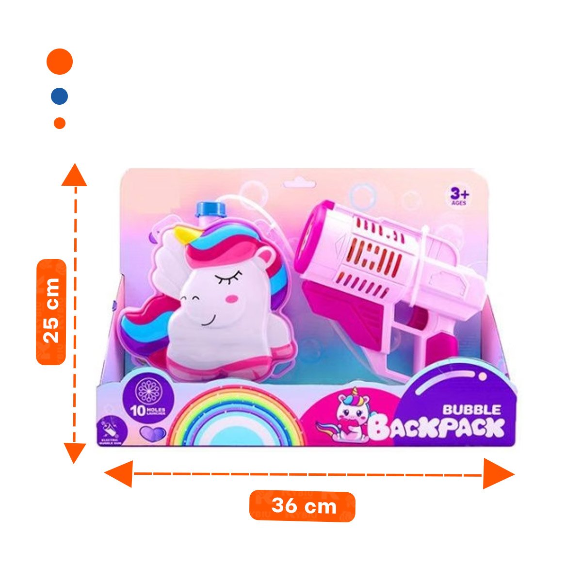 PACK2 LANZADOR DE BURBUJAS CON MOCHILA PORTATIL ROSADO PARA AMBIENTES ALEGRES Y+PAPEL REGALO - 4