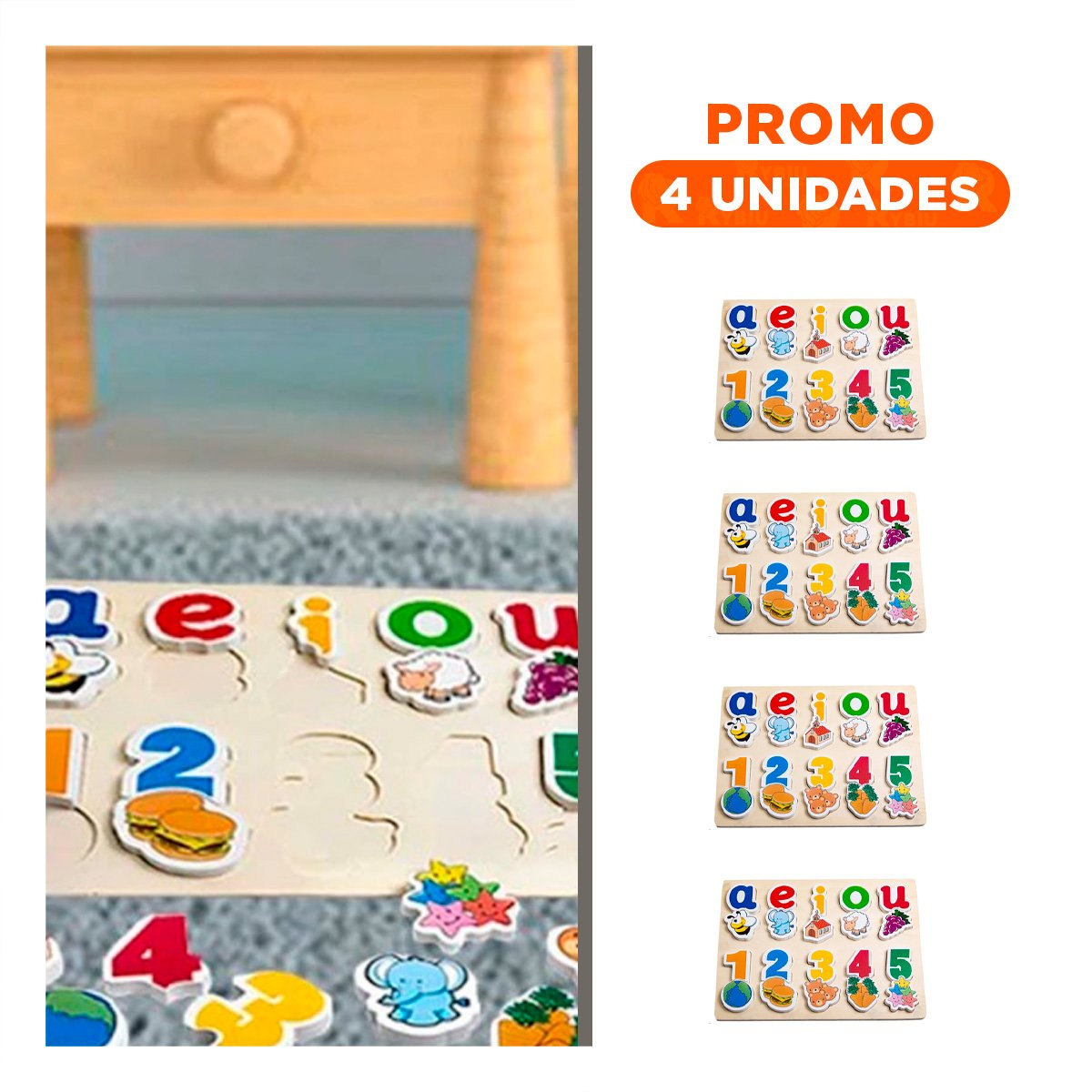 PACK4 PIEZAS DIDACTICAS DE ROMPECABEZAS CON NUMEROS Y COLORES - 1