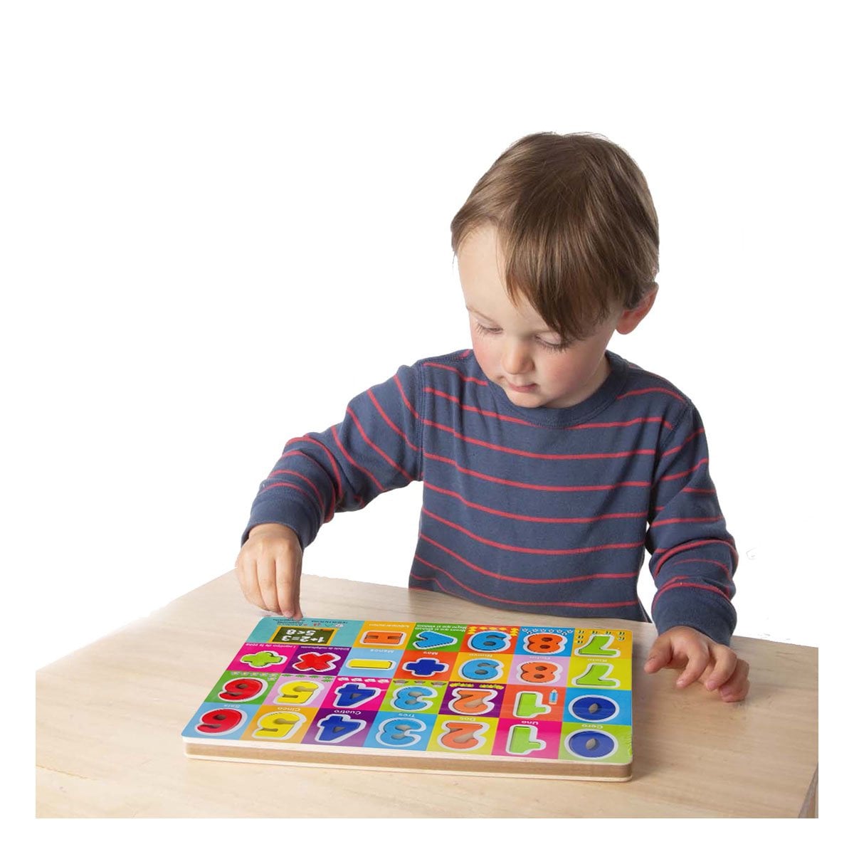 ENCAJE NUMEROS Y SIGNOS MULTICOLOR CON FONDO CUADROS INFANTIL Y+LIGAS REGALO - 3