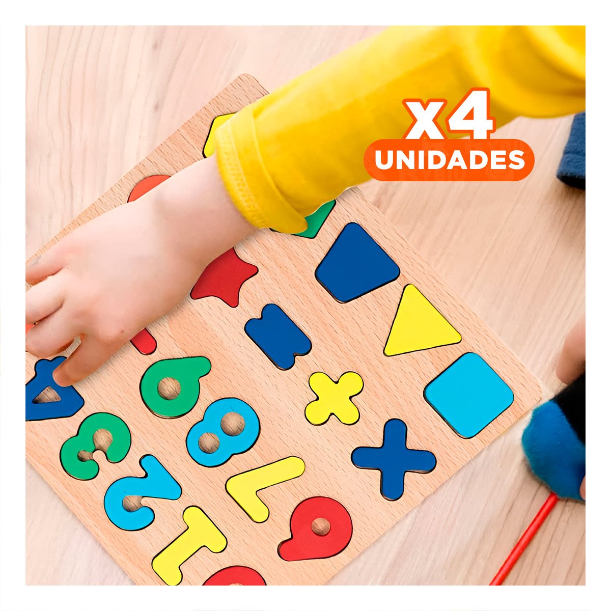 PACK4 DIDACTICO MULTICOLOR CON FONDO MADERA PARA NUMEROS Y FIGURAS INFANTILES - 1