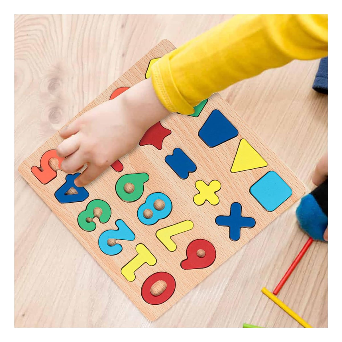 PACK4 DIDACTICO MULTICOLOR CON FONDO MADERA PARA NUMEROS Y FIGURAS INFANTILES - 3