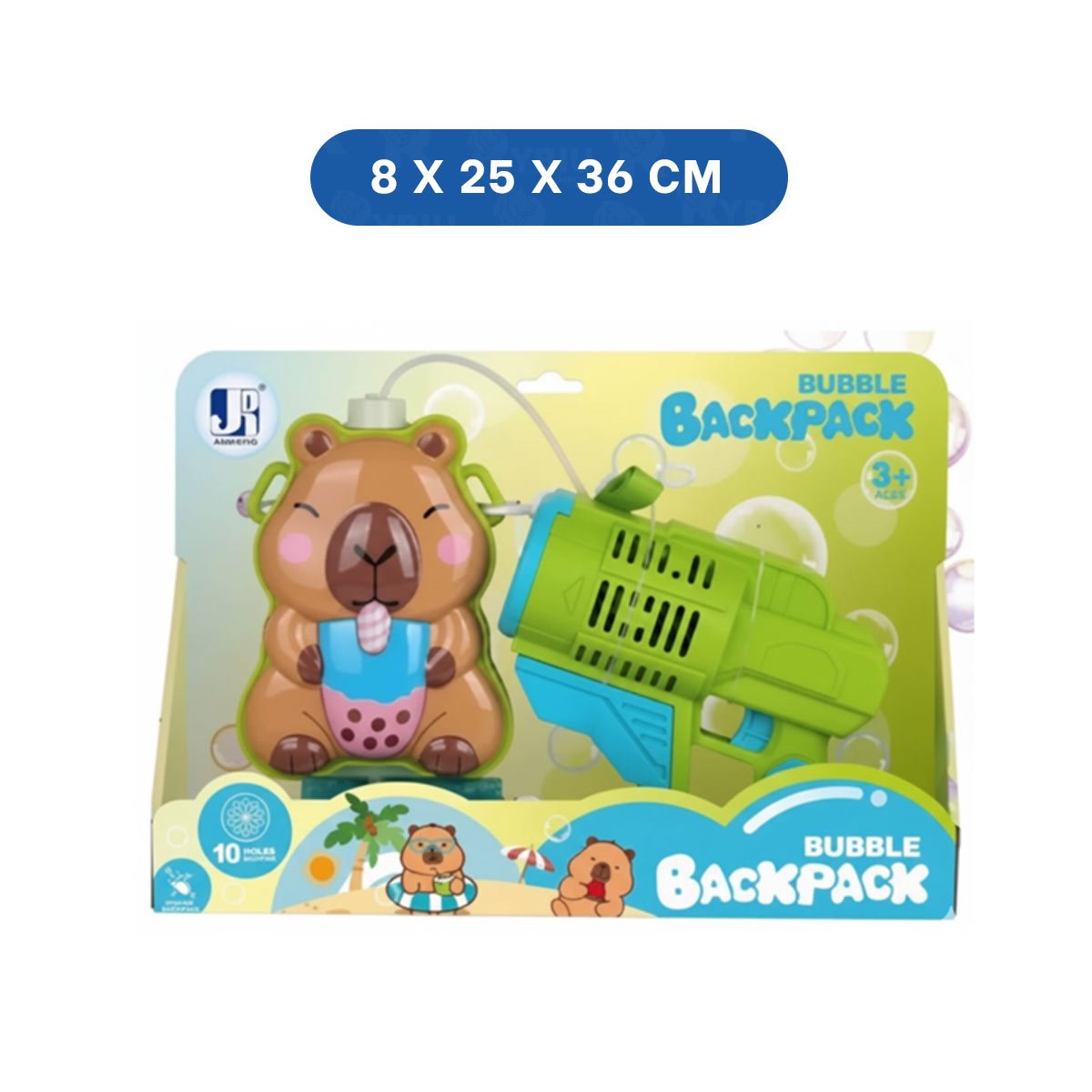 PACK2 SET DE DIVERSION CON BURBUJAS Y MOCHILA PORTATIL FIGURA ANIMAL VERDE CLARO - 4