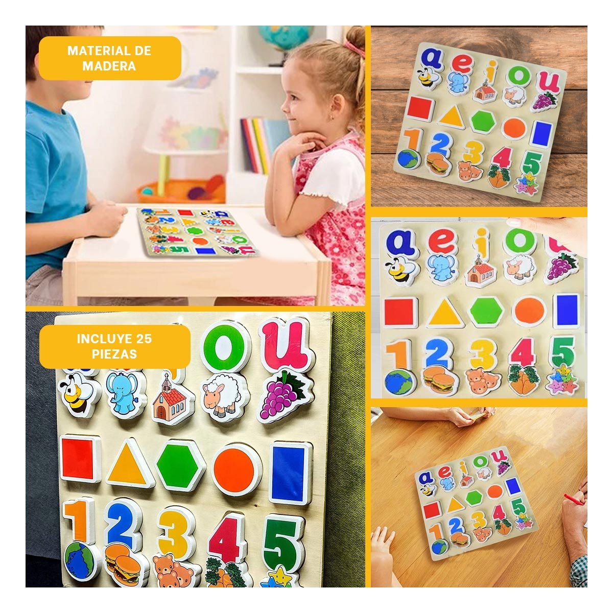 PACK12 TABLERO INTERACTIVO INFANTIL CON FIGURAS GEOMETRICAS Y 25 PIEZAS Y+PAPEL REGALO - 2