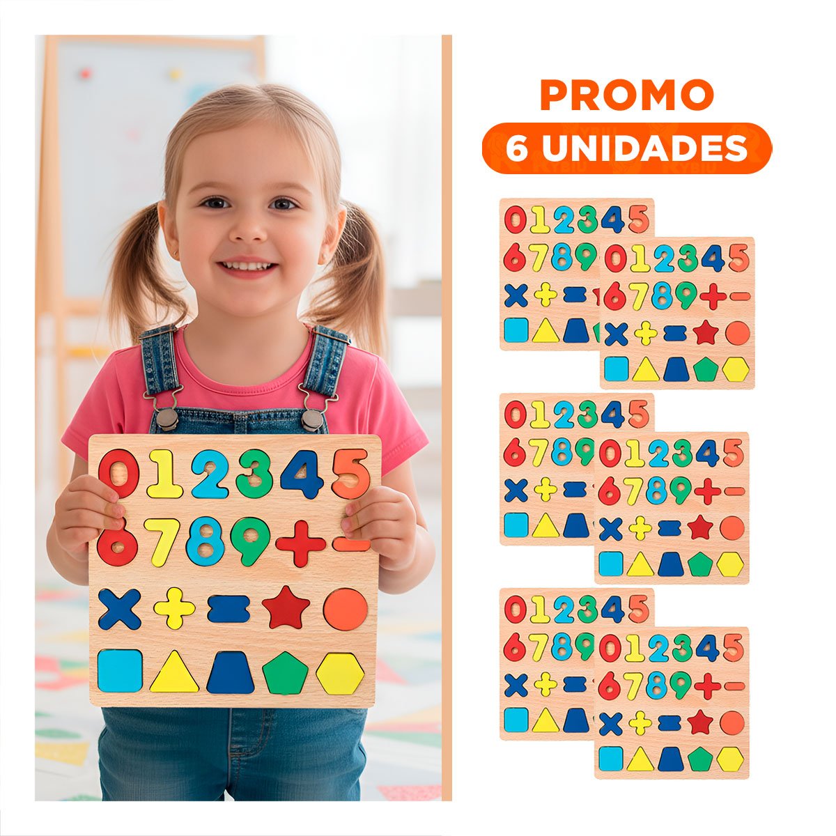 PACK6 DIDACTICO MULTICOLOR CON FONDO MADERA PARA PENSAMIENTO LOGICO - 1
