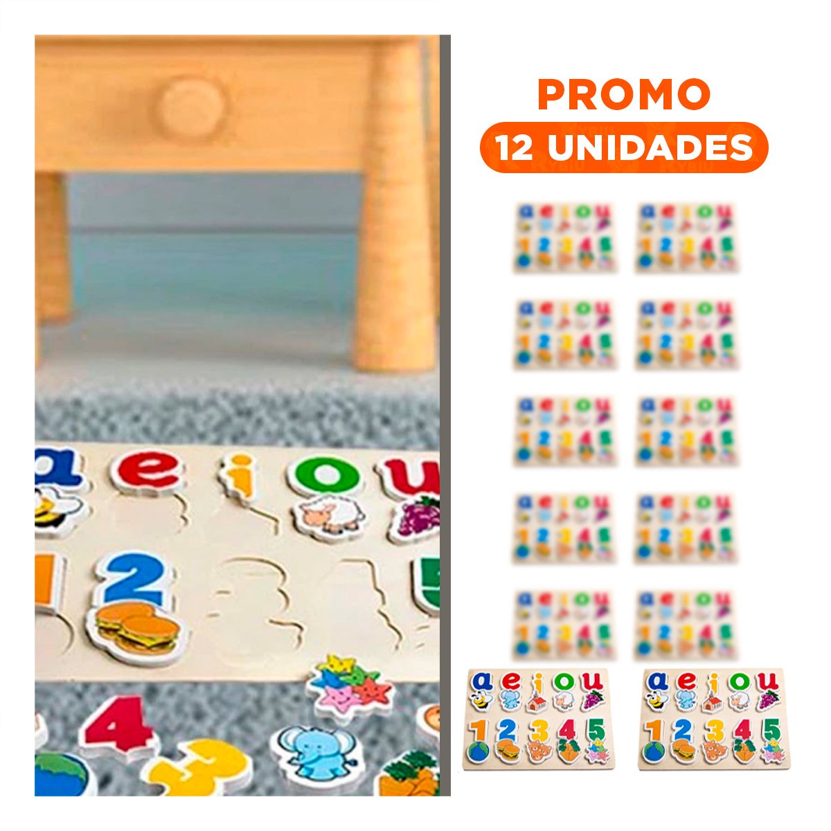 PACK12 TABLERO CREATIVO DE ROMPECABEZAS CON FIGURAS Y NUMEROS Y+REGALO STICKER - 1