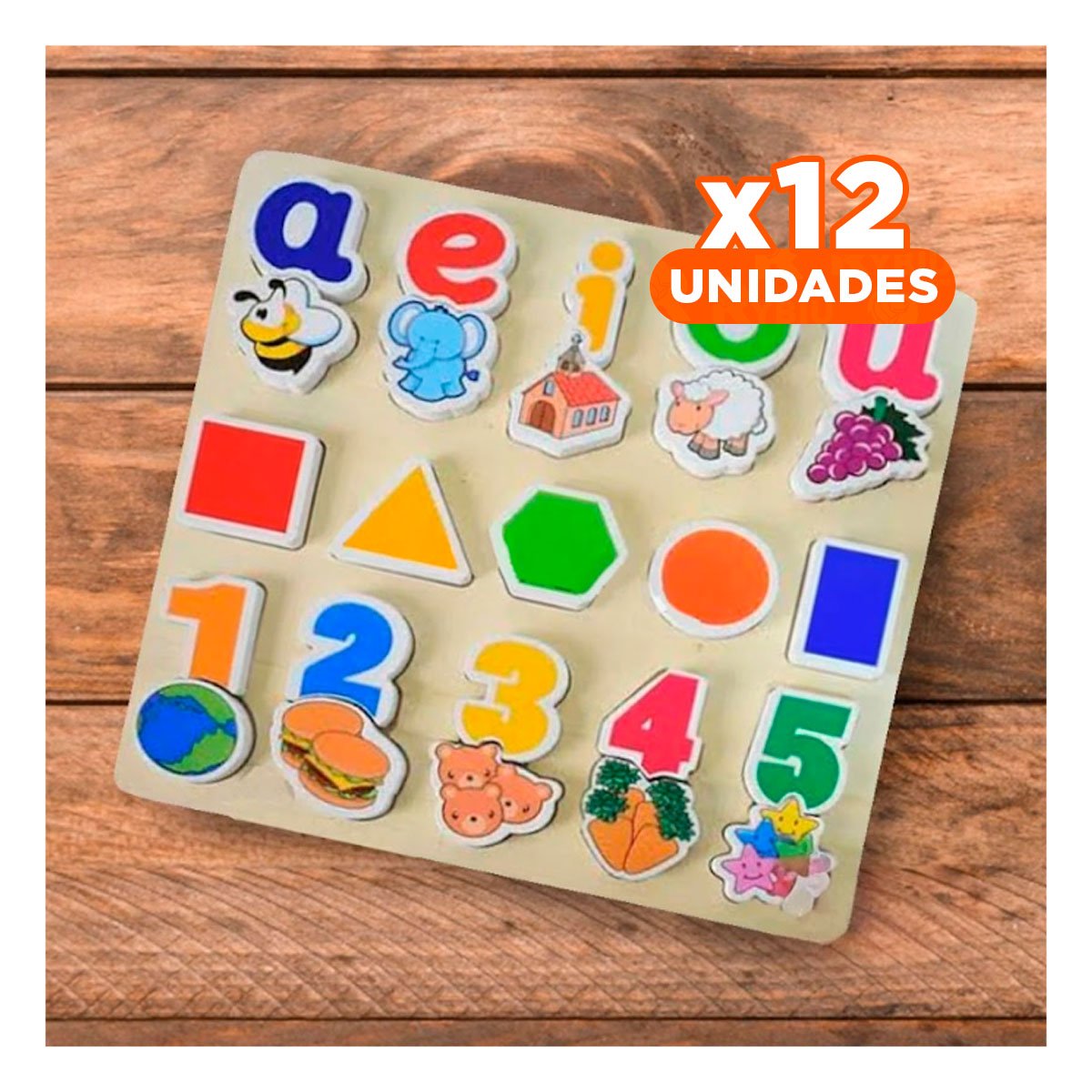 PACK12 TABLERO CREATIVO INFANTIL CON FIGURAS GEOMETRICAS Y 25 PIEZAS - 1