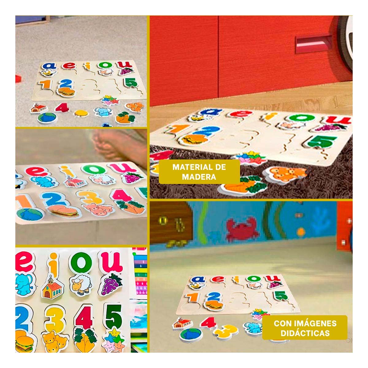 PACK12 SET INTERACTIVO DE ROMPECABEZAS CON VOCALES Y FIGURAS Y+PAPEL REGALO - 2