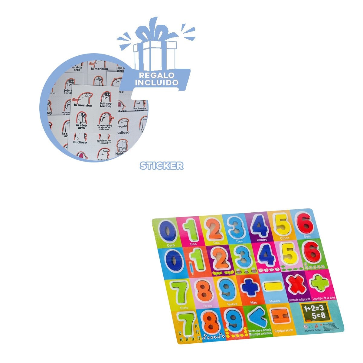 TABLERO NUMEROS Y SIGNOS MULTICOLOR CON FONDO CUADROS PARA NINOS Y+REGALO STICKER - 1