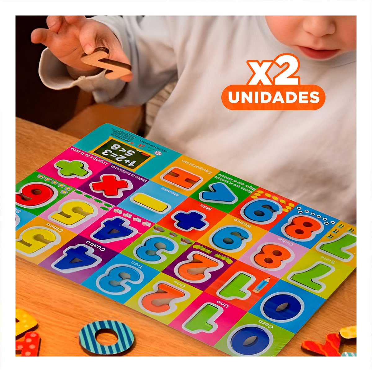 PACK2 ENCAJE NUMEROS Y SIGNOS MULTICOLOR CON FONDO CUADROS PARA NINOS Y+REGALO STICKER - 1