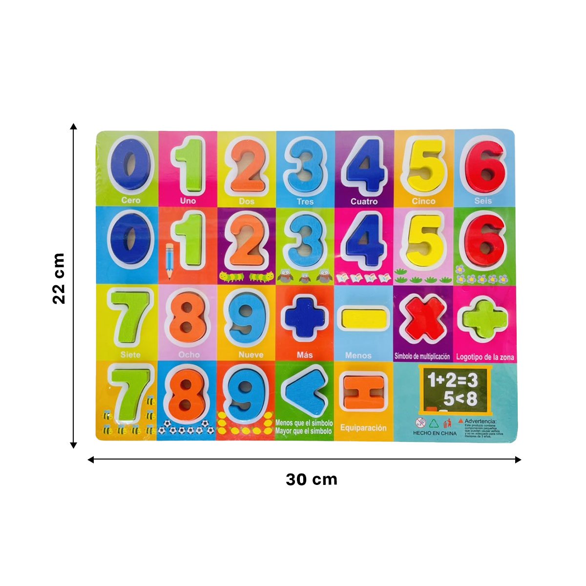 PACK2 ENCAJE NUMEROS Y SIGNOS MULTICOLOR CON FONDO CUADROS PARA NINOS Y+REGALO STICKER - 4