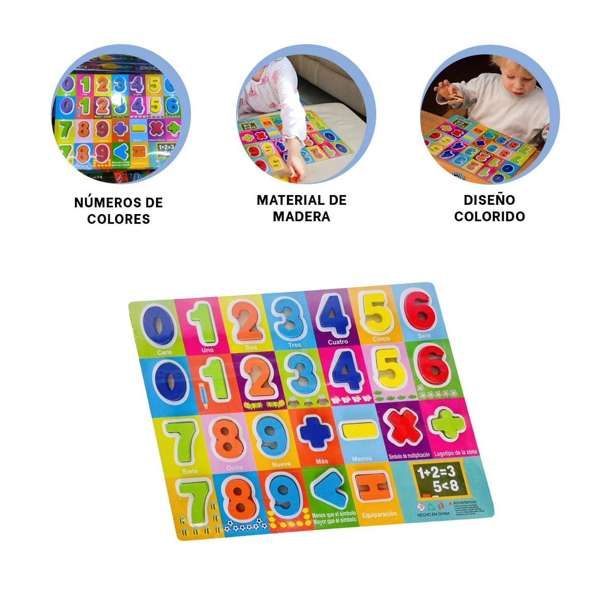 TABLERO NUMEROS Y SIGNOS MULTICOLOR CON FONDO CUADROS ESCOLAR - 3