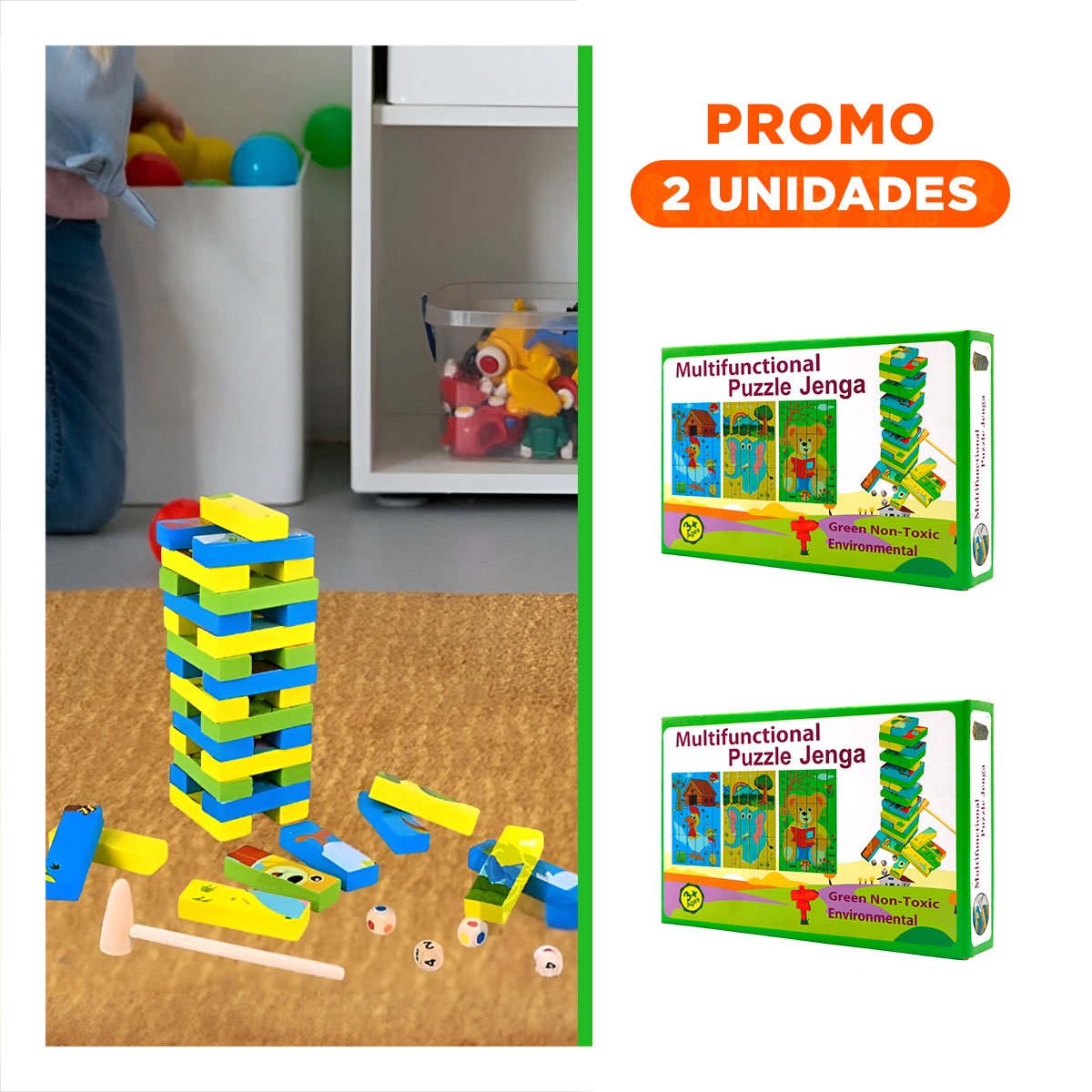 PACK2 JUEGO RECREATIVO PARA PUBLICO INFANTIL CON ROMPECABEZAS DE CASA - 1