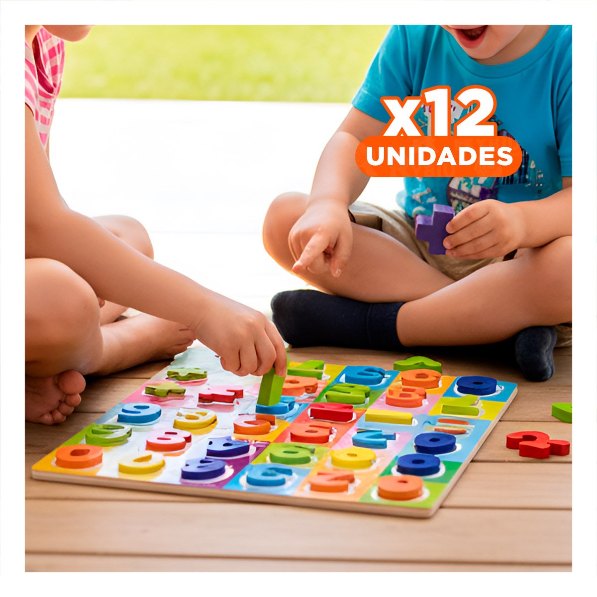 PACK12 LUDICO NUMEROS Y SIGNOS MULTICOLOR CON FONDO CUADROS EDUCATIVO - 1