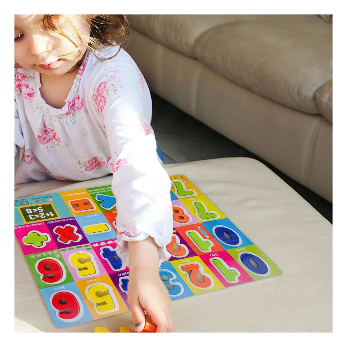 PACK12 LUDICO NUMEROS Y SIGNOS MULTICOLOR CON FONDO CUADROS EDUCATIVO - 3