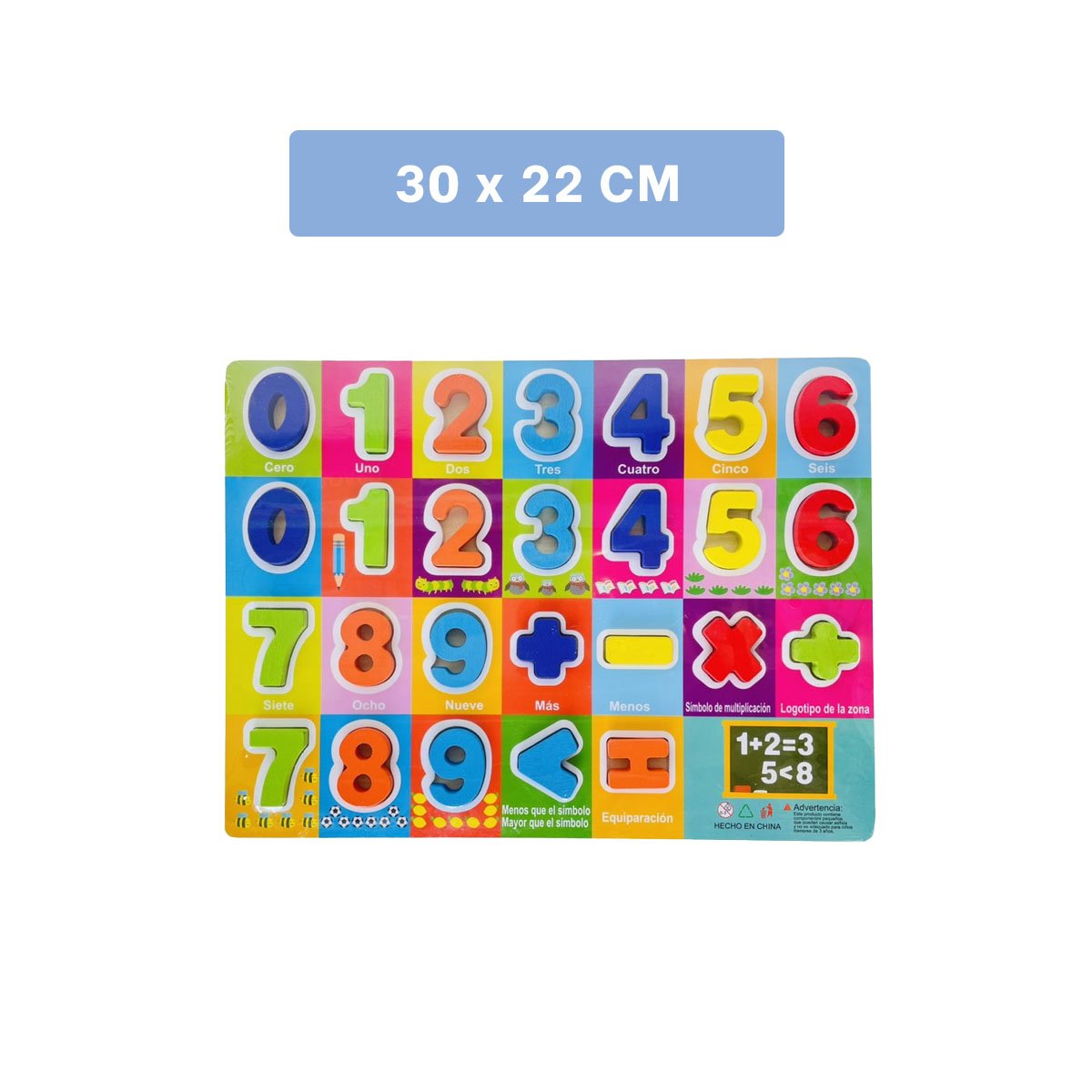 PACK12 LUDICO NUMEROS Y SIGNOS MULTICOLOR CON FONDO CUADROS EDUCATIVO - 4
