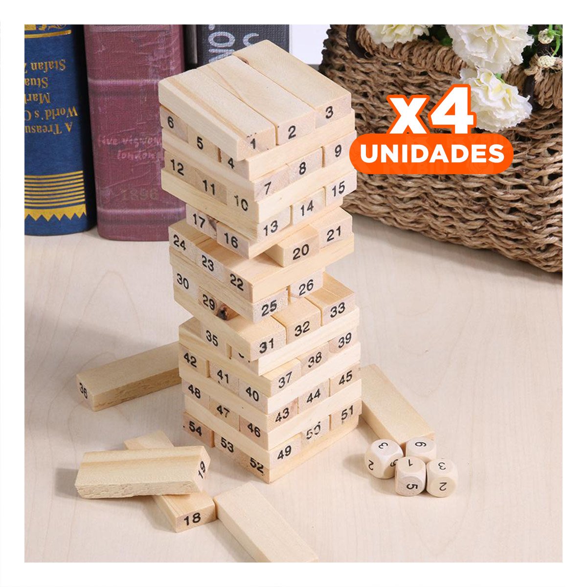 PACK4 ALTERNATIVA LUDICA DE PIEZAS DE MADERA CON NUMEROS PARA JUEGOS DE MESA - 1