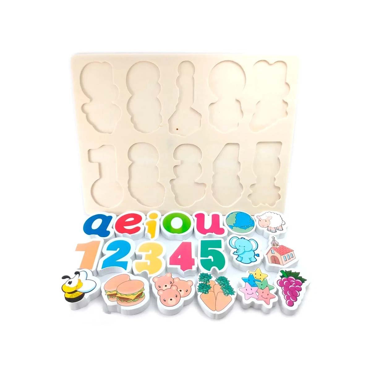PACK4 PIEZAS EDUCATIVAS DE ROMPECABEZAS CON FIGURAS Y COLORES Y+PAPEL REGALO - 3