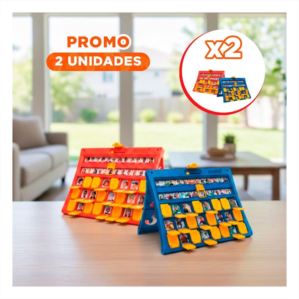 PACK2 ENTRETENIMIENTO DE MESA ADIVINA QUIEN PERSONAJES ROJO Y AZUL PARA OCIO Y+REGALO STICKER - 1