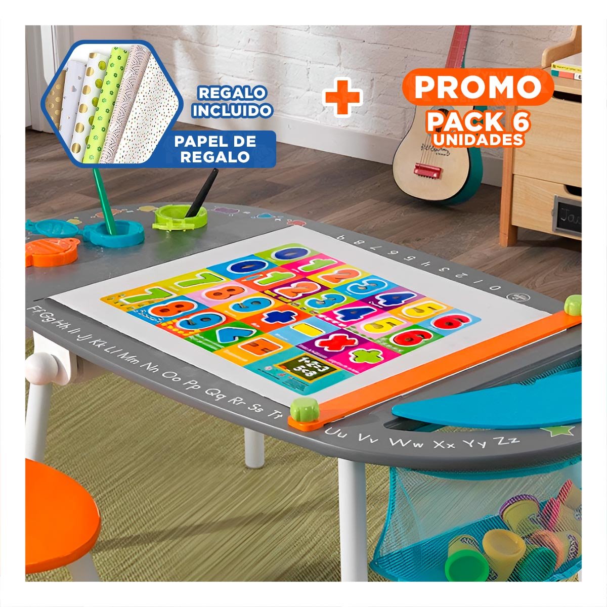 PACK6 DIDACTICO NUMEROS Y SIGNOS MULTICOLOR CON FONDO CUADROS APRENDIZAJE Y+PAPEL REGALO - 1