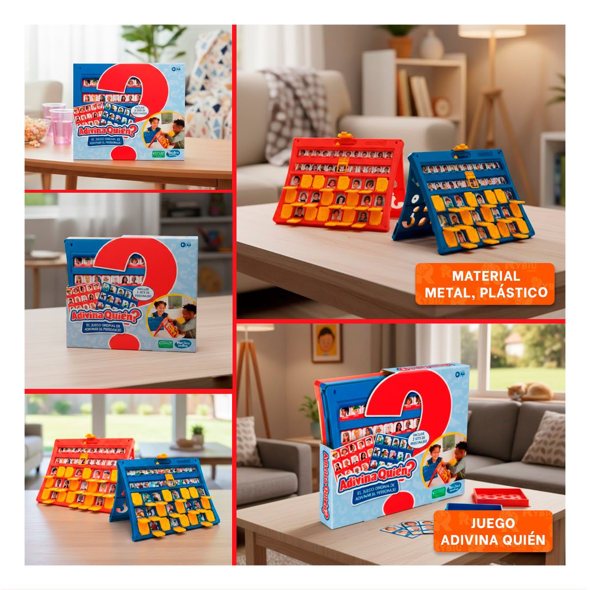 PACK2 ENTRETENIMIENTO DE MESA ADIVINA QUIEN PERSONAJES ROJO Y AZUL Y+PAPEL REGALO - 3