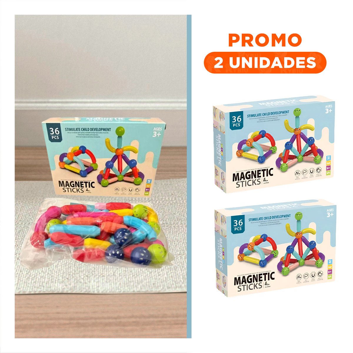 PACK2 KIT MAGNETICO CREATIVO CON PIEZAS EDUCATIVAS PARA APRENDIZAJE DIDACTICO EN CASA - 1